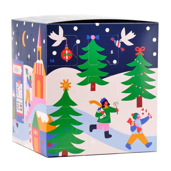 Calendrier de l'Avent Bonbons et Gourmandises de France - Décor Jeux d'Hiver - 24 sucreries emblématiques de nos régions - BienManger.com