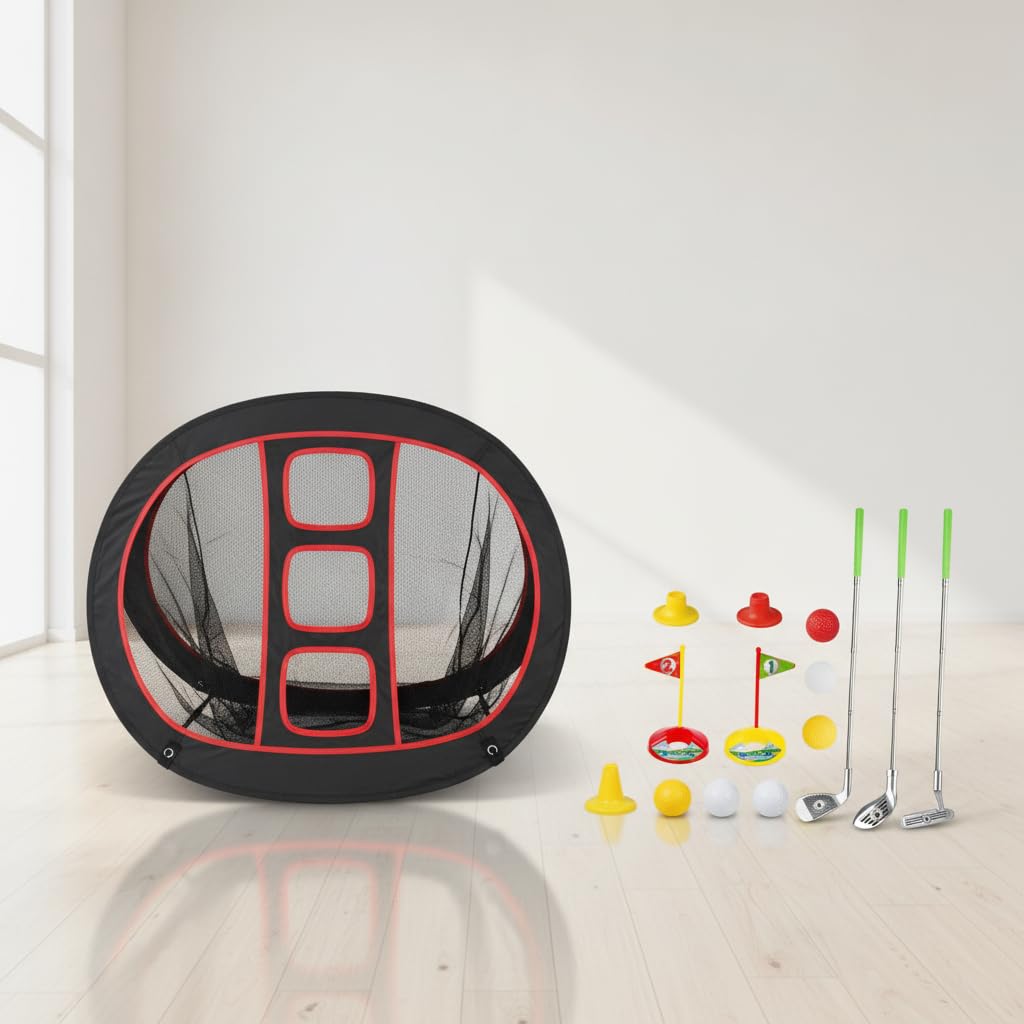 Set da Golf per Bambini, Mini Golf 3 Palline, Regalo, Giocattolo Sportivo Educativo, per Giardino E Interni, Montaggio Immediato, Portatile,