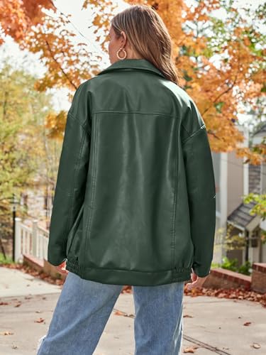 image for AUTOMET Women's Oversized Faux Leather Jacket - Fall Motorcycle Style 
