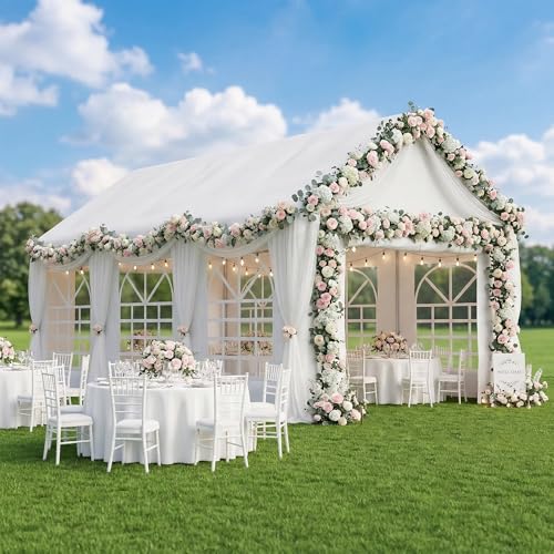 Thanaddo Carport Garagenzelt 3x6m Geräteschuppen, Winterfest UV-Schutz Zeltgarage Fahrradgarage mit abnehmbaren Seitenwänden, Lagerzelt Gerätehaus für Auto, SUV, LKW, Boot, Weiß, (3x6m)