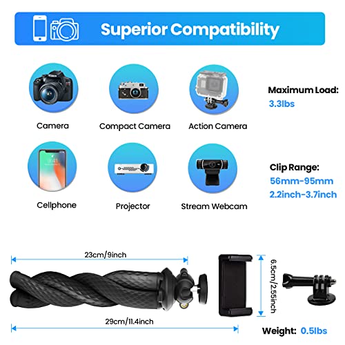 Tripode para Movil Goocong Flexible Tripode Camara Mini Trípode Portátil con Tornillo 1/4'' para iPhone Samsung Xiaomi Canon Nikon Sony F1C - imagen 6