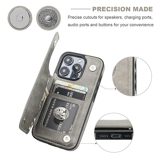 Étui portefeuille compatible avec iPhone 15 Pro ONETOP gris avec béquille - 6