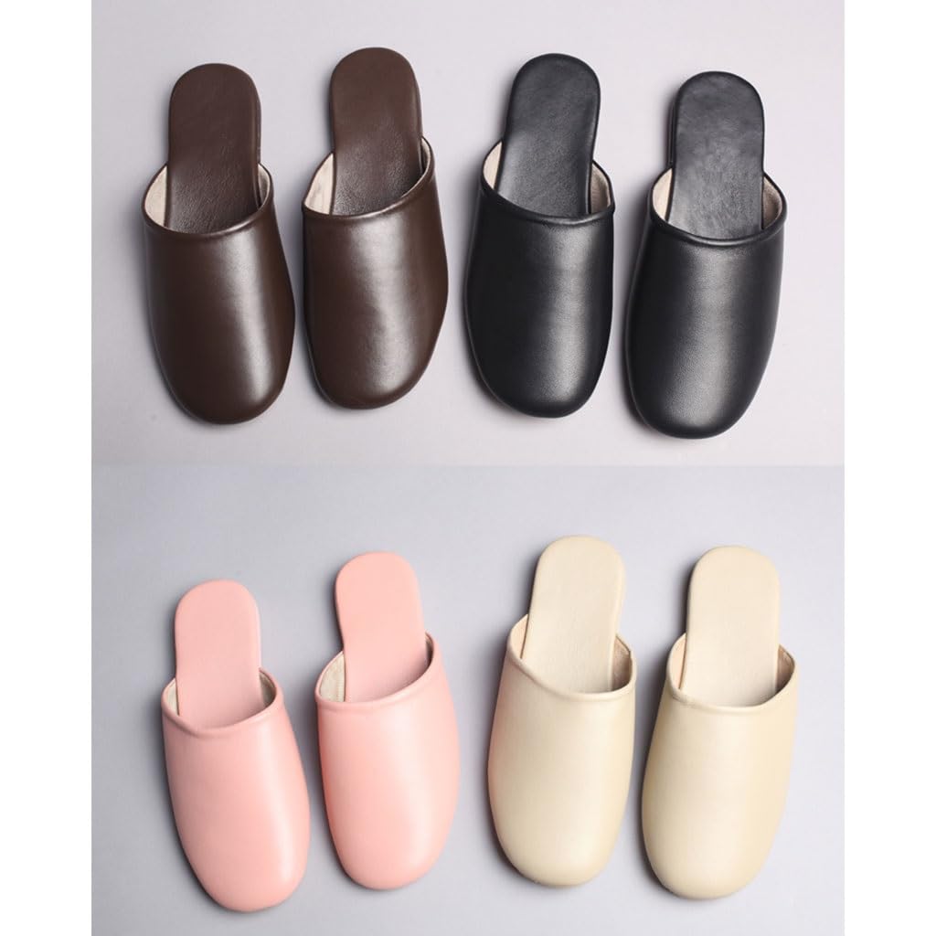Pantuflas De Cuero Premium Sin Cordones Para Mujer, Zapatillas De Casa,zapatilla Planas De Hotel Con Suela Oxford Antideslizante Zapatillas De Dormitorio Para Primavera Y Otoño(Beige,EUR35-36)