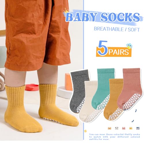 SeeyAN Baby Non Slip Socks Toddler Boys Girls Grips Cotton Anti Skids Crew Cute Cartoon Infant Socks 5 Pairs2