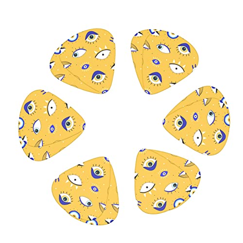 Lot de 12 médiators de guitare avec œil abstrait et symbole graffiti jaune pour guitare électrique basse acoustique Cadeau idéal pour les amateurs de guitare acoustique - Les Beatles, Paul McCartney, John Lennon, RIngo Starr, George Harrison Lot de 12 médiators de guitare avec œil abstrait et symbole graffiti jaune pour guitare électrique basse acoustique Cadeau idéal pour les amateurs de guitare acoustique – Image 3