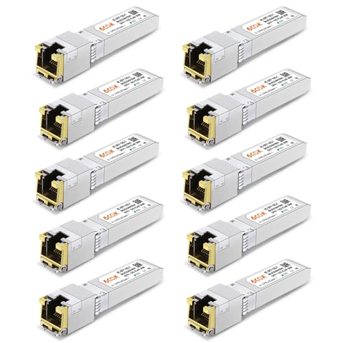 Image of 10Pack 10GBase-T SFP+ Transceiver, 10Gb SFP+ to RJ45 Copper SFP Module, Compatible for Cisco SFP-10G-T-S, Ubiquiti uacc-cm-rj45-mg, Netgear, Mikrotik, TP-Link(CAT.6a /7, 30m /98.4ft)