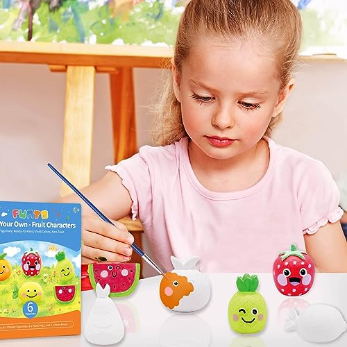Funto-Paint-Your-Own-Fruits-Painting-Kit-13-PCS-Crafts-Set-for-Kids-STEAM-Project-Creative-Activity-DIY-Toys-with-6-Figurines-6-Paint-Pots-1-Brush