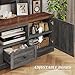 EnHomee Farmhouse Entertainment Center for 60 Inch TV with 2 LED Lights & Power Outlets, Tall TV Console Wood TV Stand with Storage Shelves for Living Room, Bedroom, Dark Grey
