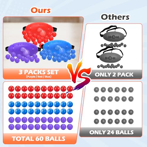 3 Pack Shaking Swing Balls Set for Kids Adults, Outdoors Indoors Birthday Games Toy with 60 Balls, Carnival Bachelorette Party Games for Boys and Girls, Lawn Minute to Win It for Kid 4 5 6+