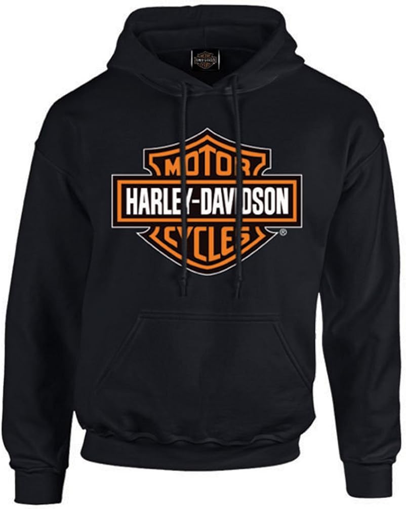 Harley-Davidson Men's Bar & Shield Pullover Fleece Hooded Sweatshirt, Black