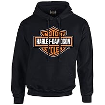 Harley-Davidson Men's Orange Bar &amp; Shield Navy Pullover Sweatshirt 30291742