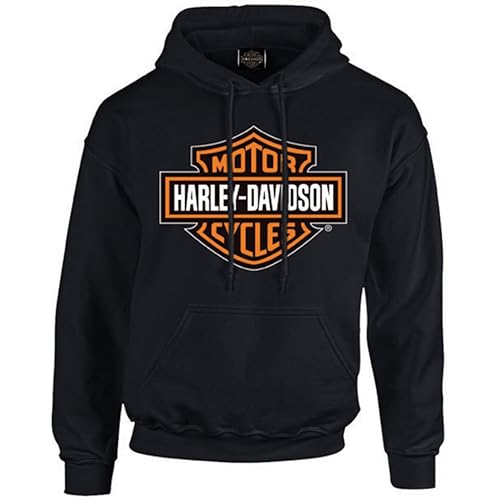 Harley-Davidson Men's Orange Bar & Shield Navy Pullover Sweatshirt 30291742