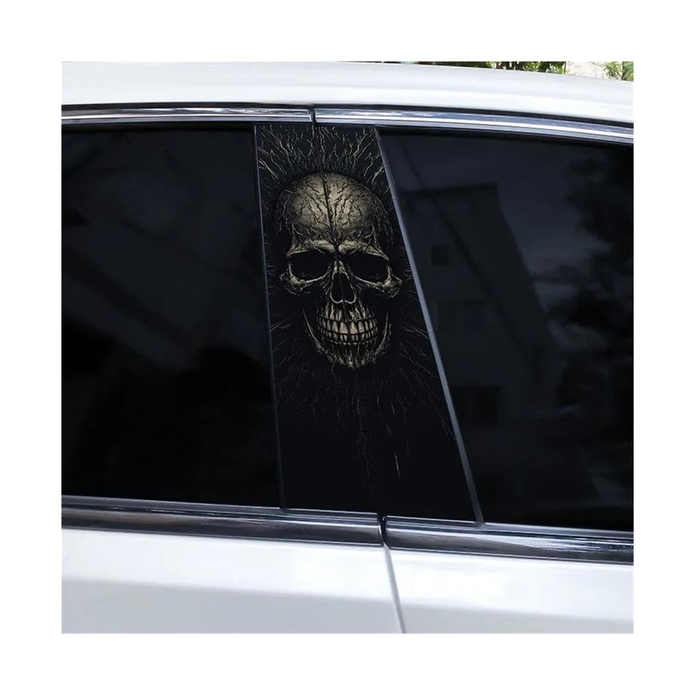 Bertdcx I Flame Skull Car B-Pillar Waterproof Vinyl Cover Scratch Car Sticker Auto Parts(I)