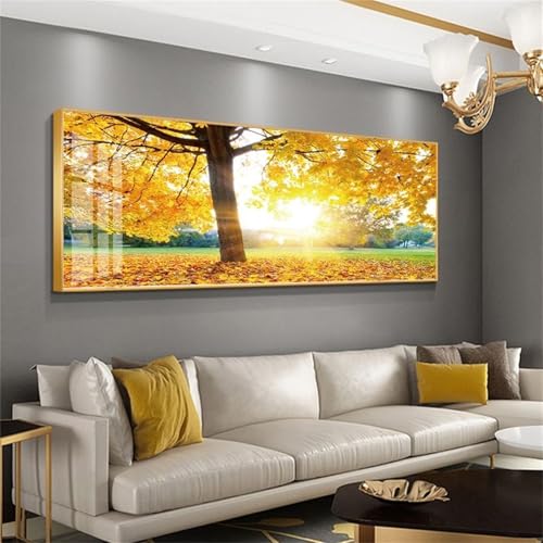 Peinture diamant 5D grand format 80x160cm motif érable jaune broderie point de croix complet