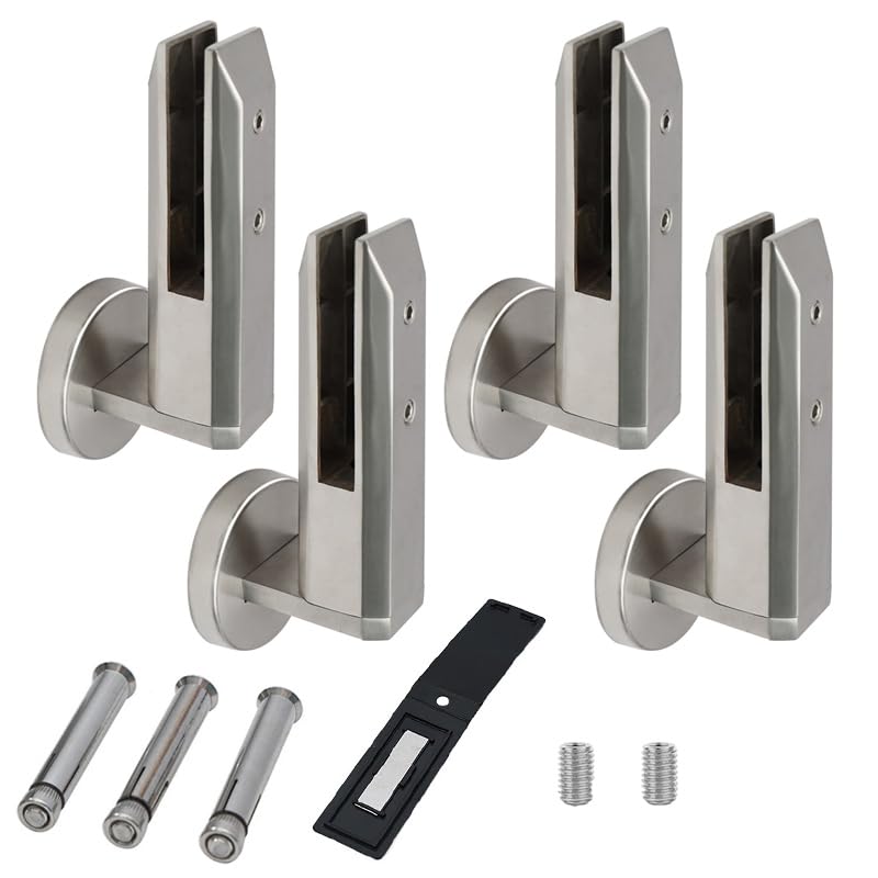 Support garde-corps verre robuste pinces inox balustrade extérieure 4 pack