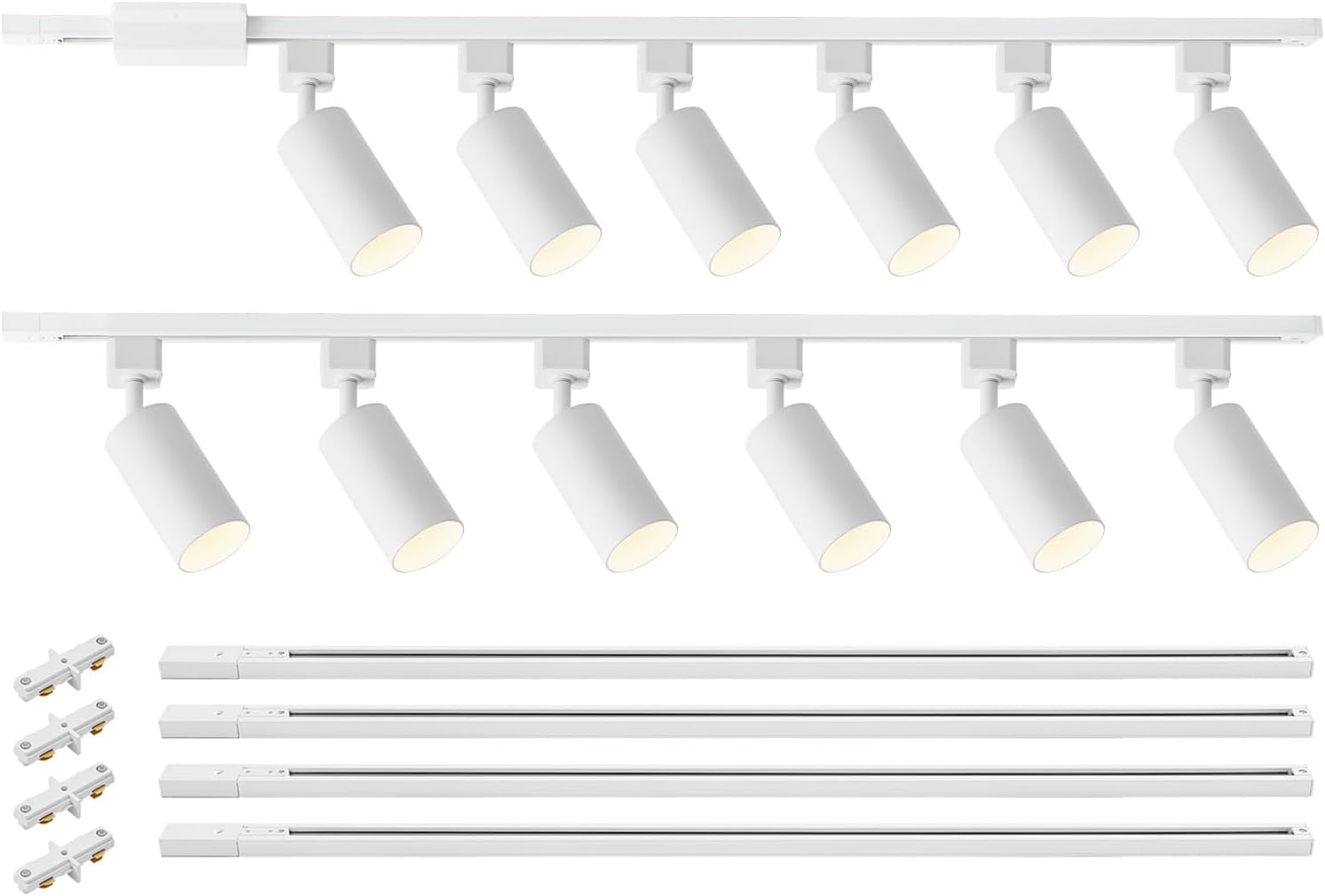 VANoopee 12 Light GU10 LED Track Lighting Kit with 13FT H Type Track Lighting Rail & Floating Canopy Connector, Modern Kitchen Track Lighting Fixtures Ceiling Spot Light, Track Heads White (No Bulbs)