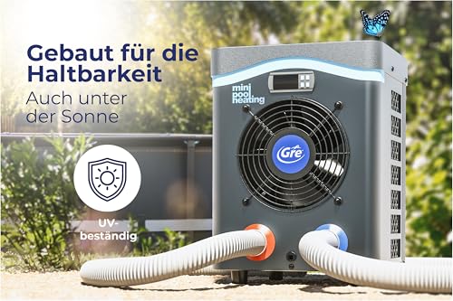 Gre Gre HPM40 - Mini-Wärmepumpe für Aufstellpools bis zu 40 m³, Heizsystem für Aufstellpools, Farbe Grau - Designansicht 6 | Poolpumpen
