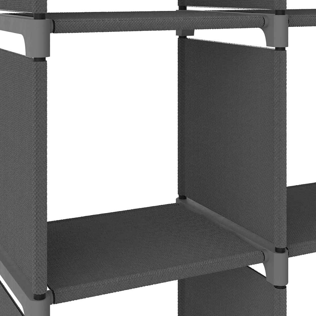Würfel-Regal 12 Fächer Grau Stoff mit Stahlrahmen 103x30x141 cm stabiles Aufbewahrungsregal Cubes für Bücher und Büro, Wandmontage möglich modernes Shelving System