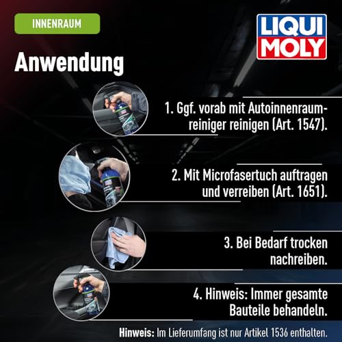 LIQUI MOLY Kunststofftiefenpfleger, Art.-Nr. 1536 I 500 ml Kunststoffpflege Spray für den Auto-Innenraum I Pflegt & dringt tief ins Material ein I Kunststoff Auffrischer für seidenmatten Glanz