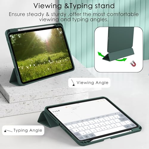 Image of ZryXal New iPad Pro 13 Inch Case (M5) 2025 / (M4) 2024 with Pencil Holder, Smart iPad Case [Support Pencil Pro and Pencil (USB-C)], Support Touch ID and Auto Wake /Sleep (Midnight Green)