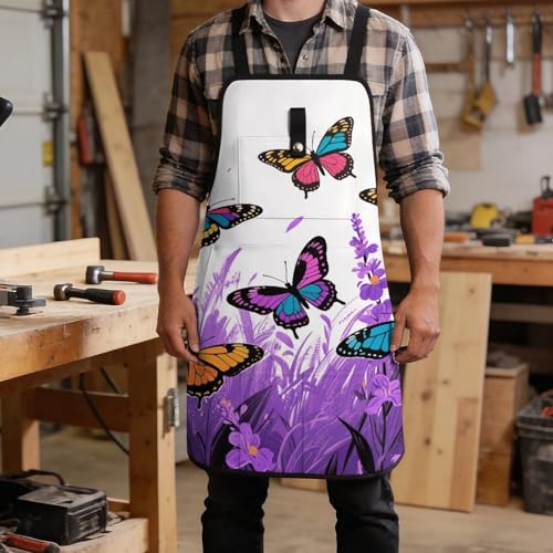 Delantal para Carpintero con Mariposas Coloridas y 9 Bolsillos miniatura 5