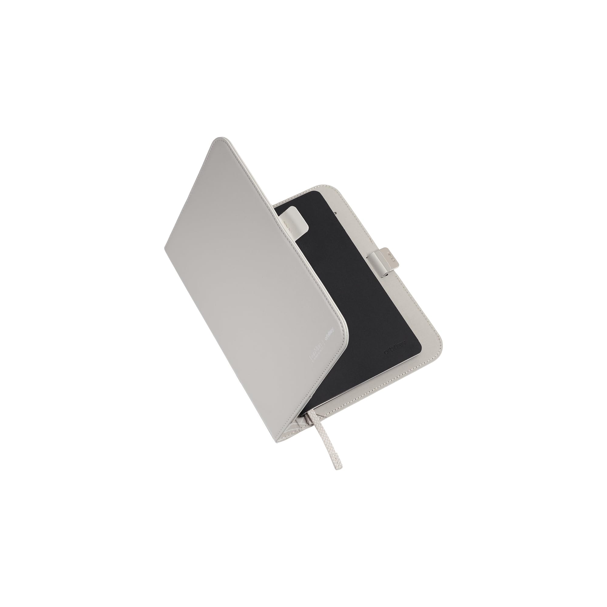 orbitkey KonMari Notebook Cover - Leather-Free Compendium with Pen Loop, Card Slots & Document Storage, Stone