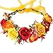 June Bloomy Women Rose Flower Crown Eucalyptus Leave Headband Baby Shower Floral Headpiece Greenery Garland Hair Wreath Photo Shoot (Orange Burgundy Yellow)