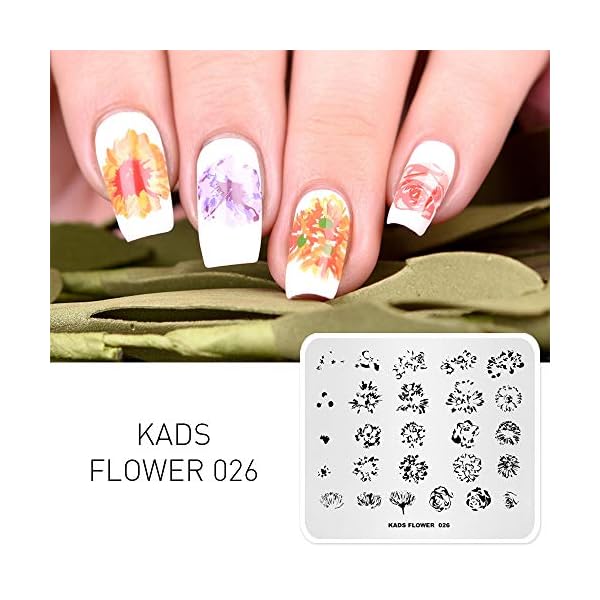 KADS 7 / 6Pcs Nail Art Stempelplatten Blume Schmetterling Ocean Print ManikÃ¼re Vorlagen mit 1 StÃ¼ck polnischen Stamper (6 Plates+1 Stamper) – Bild 7
