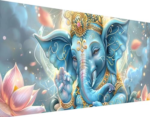 Diamond Painting Animal 5D Éléphants XXL - Kit de Broderie Diamant Complet 70x140cm