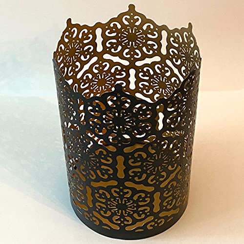 Hosley's Set Of 2 Flower 7" High Cut Bronze Candle Holder & Lantern. Ideal For Use With Hosley Highly Scented Candles, Jar Candles. Can Be Used As A Decorative Centerpiece In Your Living/Dining Room #TOP5