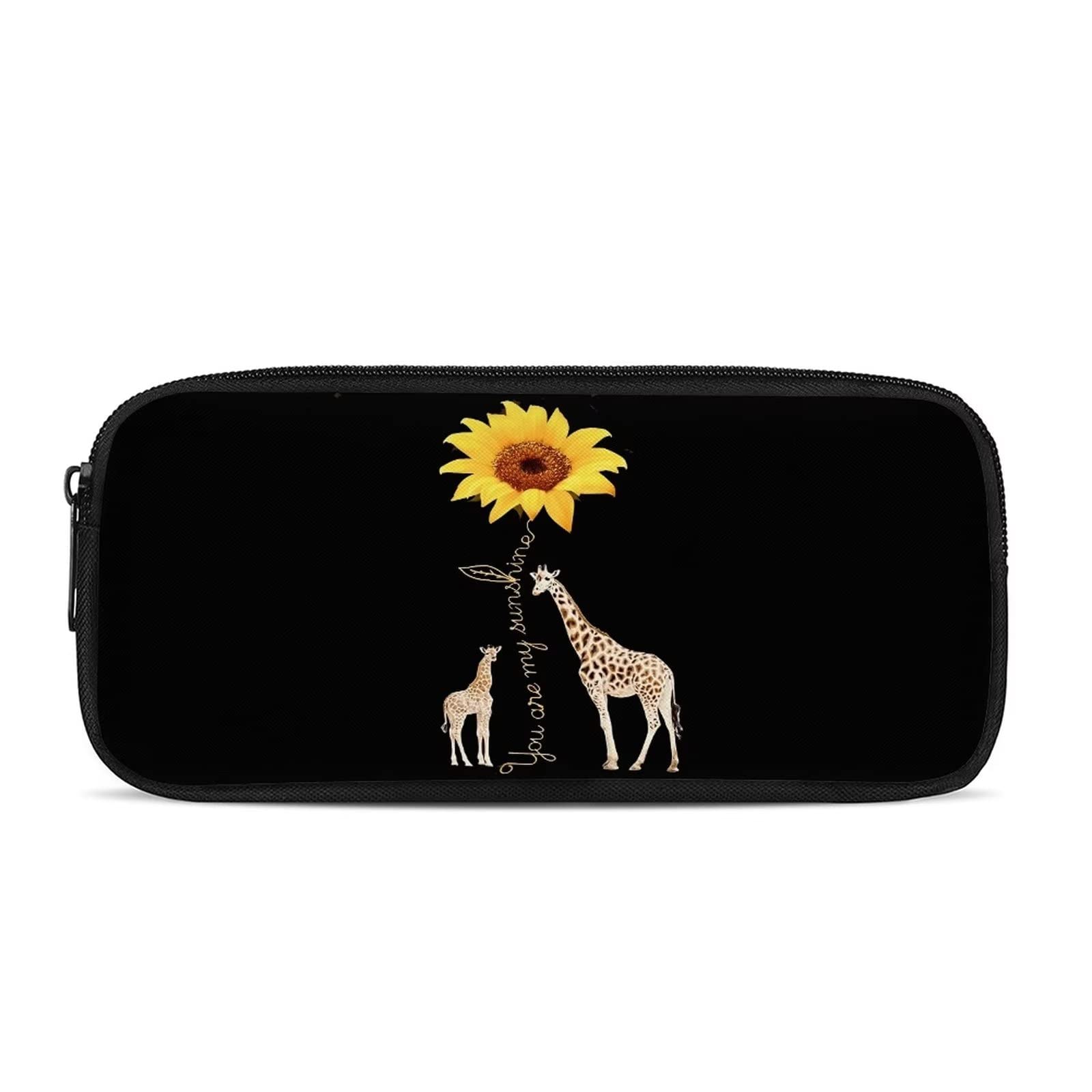 HELLHERO Sunflower Giraffe Pencil Case Zipper Pen Bag Lightweight Pencil Holder Multifunction Stationery Pouch for Kids Girls Boys School Office Home Cosmetic Purse — image 1