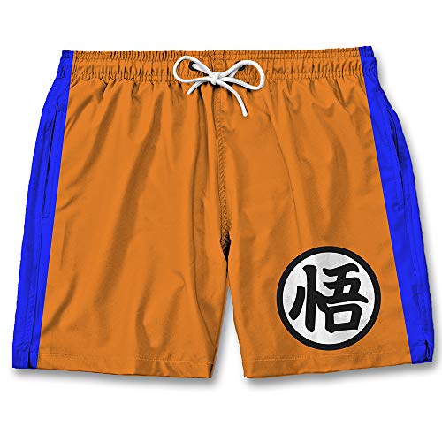 Bermuda Short Praia Tactel Verão Estampado Personagens Desenhos (XG, GOKU- LARANJA)