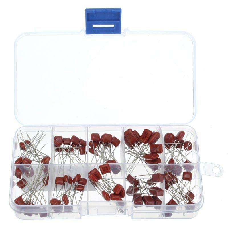 Accessori elettronici Kit assortimento di condensatori a film in poliestere metallizzato da 100 pezzi 10nF ~ 470nF Condensatore a film ad alta precisione e stabilità