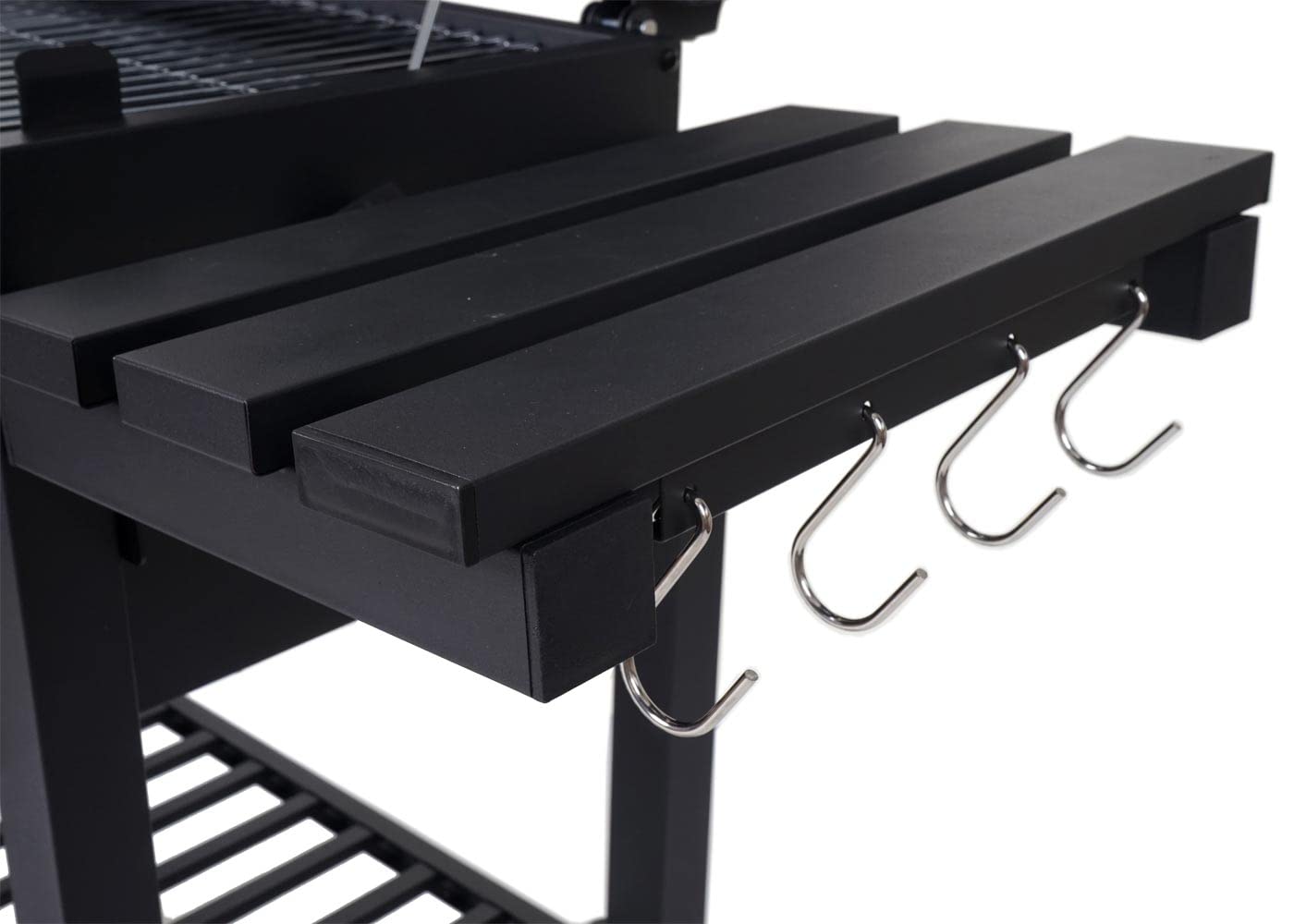 HWC-K93 - Barbacoa Parrilla de carbón vegetal (110 x 100 x 51 cm), color negro | Barbacoa de carbón vegetal, barbacoa, barbacoa, barbacoa de jardín, con tapa, estantes