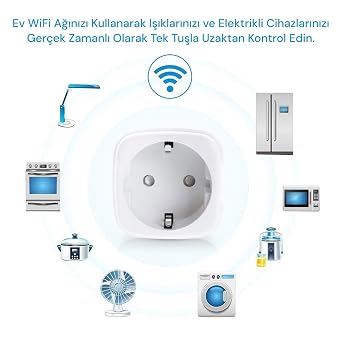 YECO SP-16 Akıllı Priz, Wi-Fi Uyumlu, Telefonla Kontrol, 16A Akım Koruma, Enerji İzleme