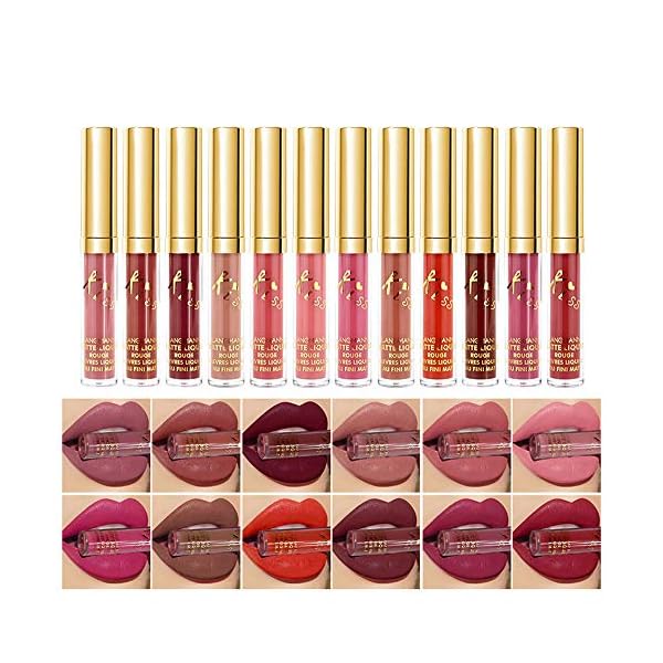 UCANBE 12Pcs/Set Velvet Matte Liquid Lipstick Makeup Classic Waterproof Long Lasting Smooth Soft Reach Colors Full Lips Gloss For Women Gift