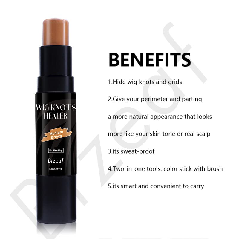 Miniatura 5 de Varilla de teñido de encaje de peluca, sanador de nudos de peluca con cepillo, portátil, a prueba de sudor, natural, oculta los nudos de la peluca y