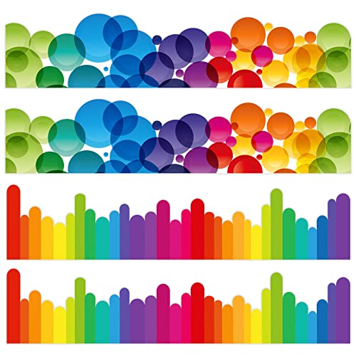 Bordures colorées pour tableau d'affichage Clabby - Lot de 48 décorations arc-en-ciel