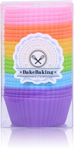 Miniatura 6 de Mini asadera con moldes de 2 pulgadas. Paquete de 24. Reutilizable, para hornear magdalenas, trufas y más. Antiadherente, de 6 colores