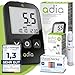 Produktbild Komplett-Set: adia Blutzuckermessgerät-Set (mmol) + 60 Blutzuckerteststreifen + 110 Lanzetten, 1 Stechhilfe, 1 Etui, zur Blutzucker-Selbstkontrolle für Zuhause