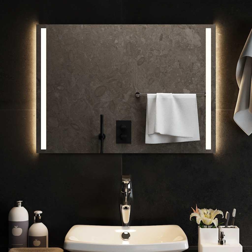 Miroir de salle de bain à LED rétroéclairé 70x50 cm anti-buée permanent