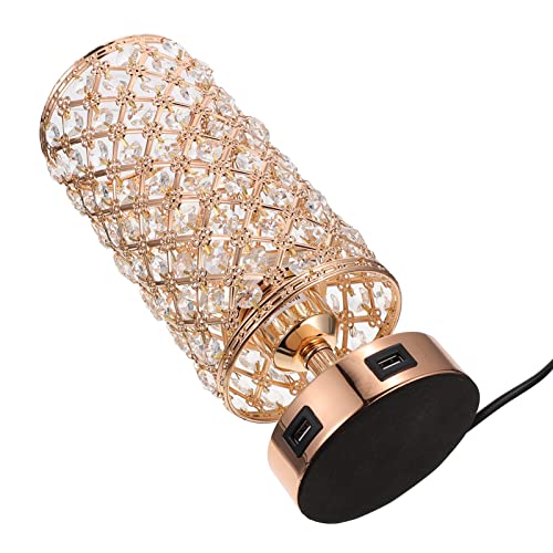 Lampe de chevet cristal tactile dorée avec double port USB pour chambre d'hôtel
