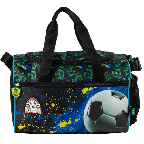 Kindertasche Sporttasche Reisetasche Fussball Football Soccer, Jungen Mädchen Kinder, blau/schwarz, 35 x 21 x 15 cm, 10 Liter Kindertasche Sporttasche Reisetasche Fussball Football Soccer, Jungen Mädchen Kinder, blau/schwarz, 35 x 21 x 15 cm, 10 Liter