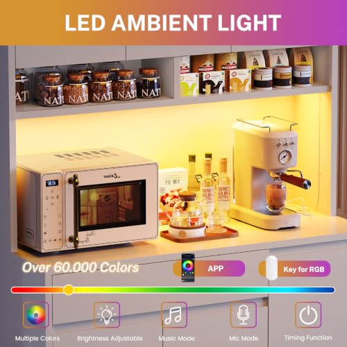 Image of 39.4 inchW Pantry Cabinet with Charging Station, Kitchen Pantry Cabinet