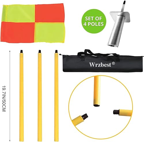 Miniatura 7 de Banderas de árbitro de línea de fútbol, mango de espuma de poste de metal con bolsa de transporte (banderas de árbitro de fútbol)