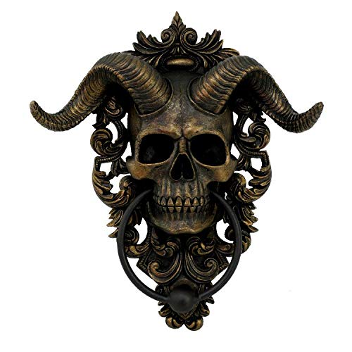 Pacific Giftware Diabolical Horned Skull Door Knocker Wall Plaque Resin Decoration