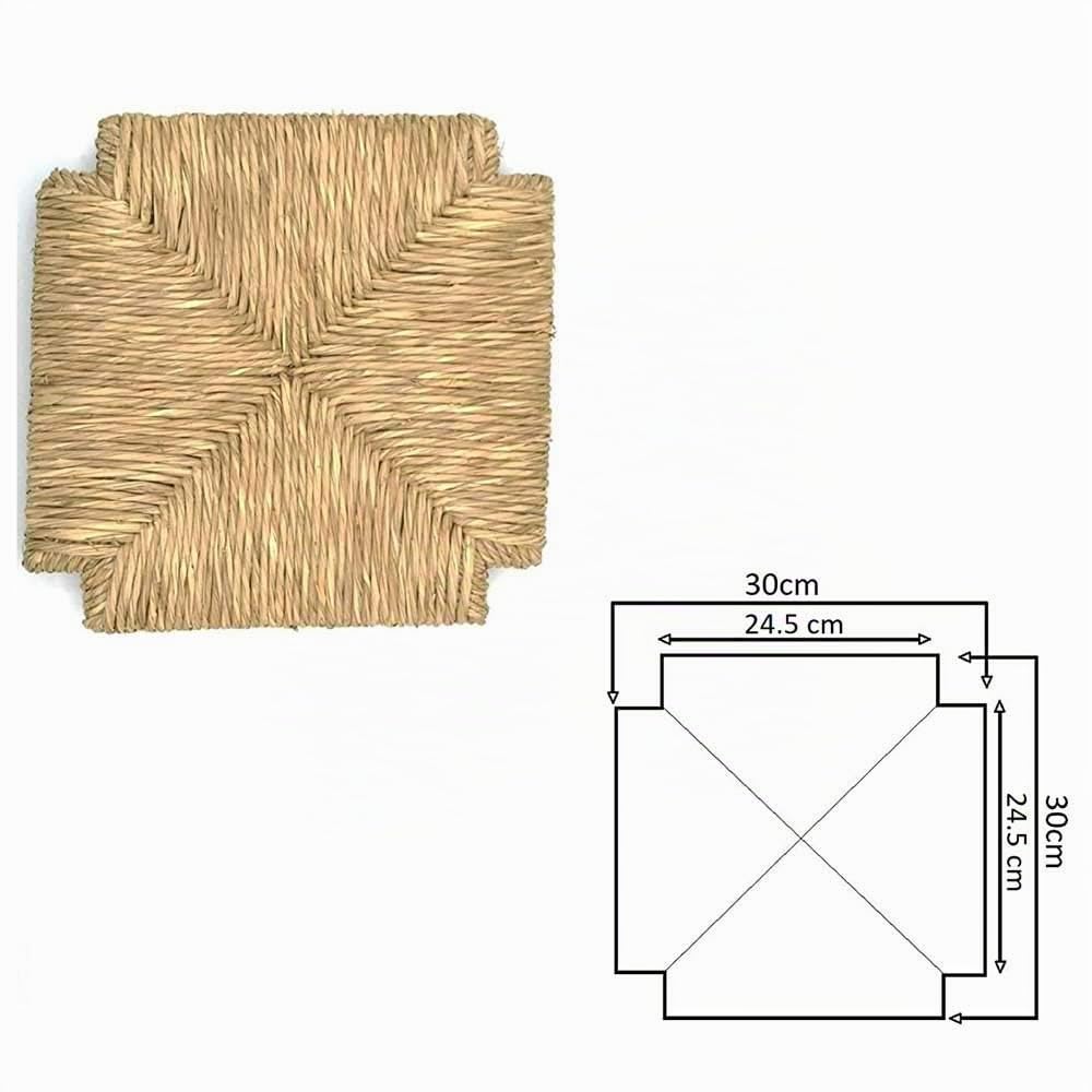 Taburete de madera al natural, de 67 cm de altura, por pintar, con asiento de paja de forma cuadrada (viene montado)