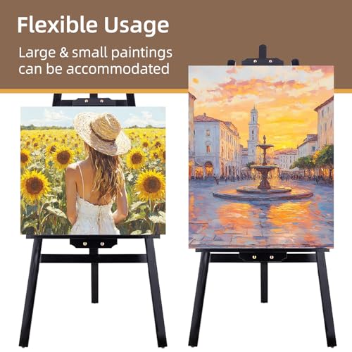 Image of Falling in Art Adjustable Wooden Easel Stand for Painting&Display, Black