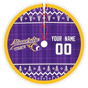 Christmas tree skirt with pom pom trim minnesota tree skirt great gift for sports fans  urban country home decor