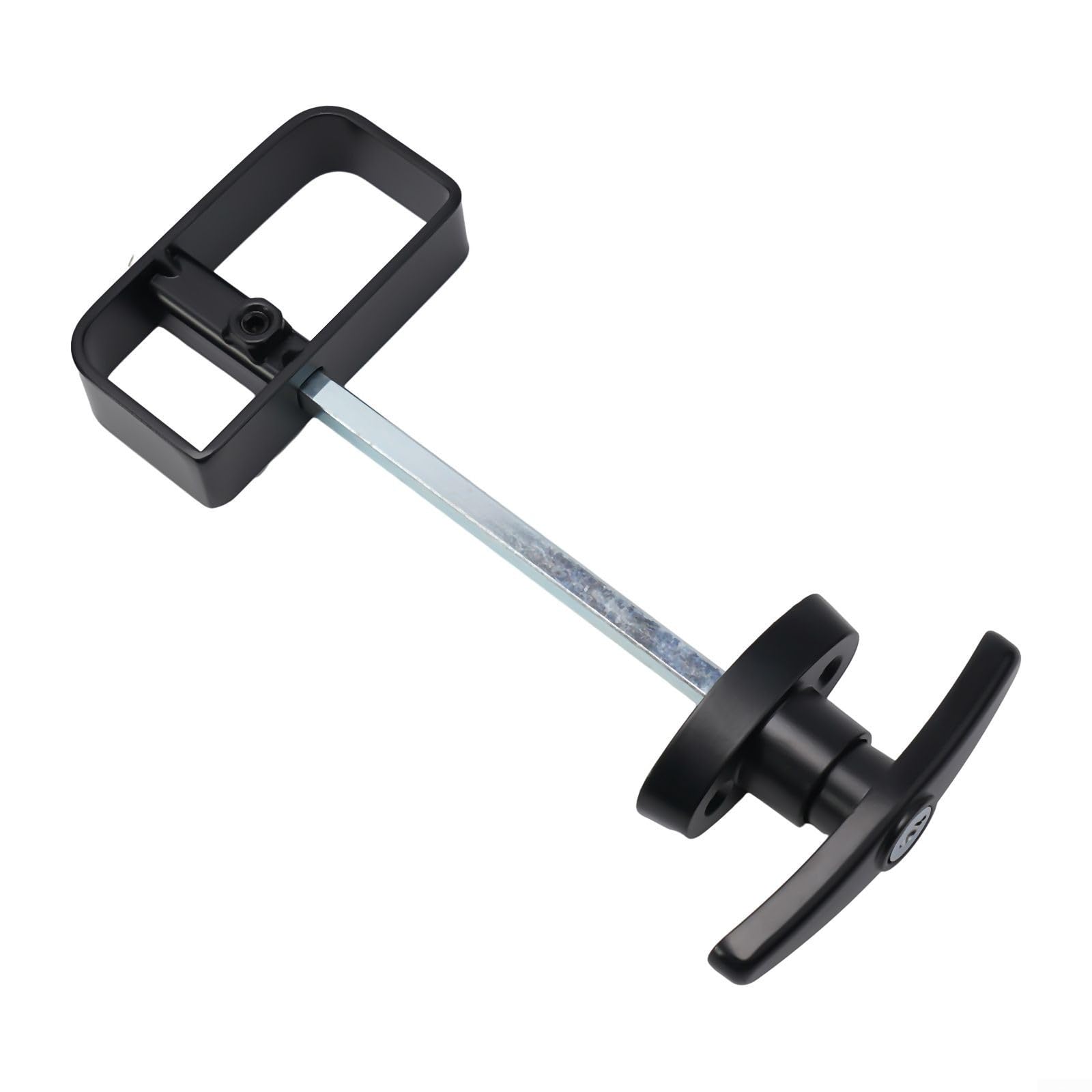 Set di serrature con maniglia a T per porta di capannone, fienile o edificio esterno, struttura in lega di zinco verniciata a polvere nera e ferro con stelo da 14 cm, include maniglia a D interna,